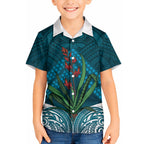Rongoa Maori New Zealand Harakeke Hawaiian Shirt NZ Weaving Pattern Dark Teal
