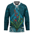 Rongoa Maori New Zealand Harakeke Hockey Jersey NZ Weaving Pattern Dark Teal