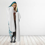 Rongoa Maori New Zealand Harakeke Hooded Blanket NZ Weaving Pattern Dark Teal