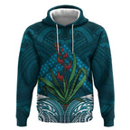 Rongoa Maori New Zealand Harakeke Hoodie NZ Weaving Pattern Dark Teal