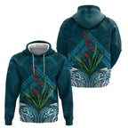 Rongoa Maori New Zealand Harakeke Hoodie NZ Weaving Pattern Dark Teal