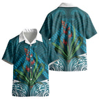 Rongoa Maori New Zealand Harakeke Kid Hawaiian Shirt NZ Weaving Pattern Dark Teal