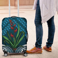 Rongoa Maori New Zealand Harakeke Luggage Cover NZ Weaving Pattern Dark Teal