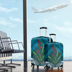 Rongoa Maori New Zealand Harakeke Luggage Cover NZ Weaving Pattern Dark Teal