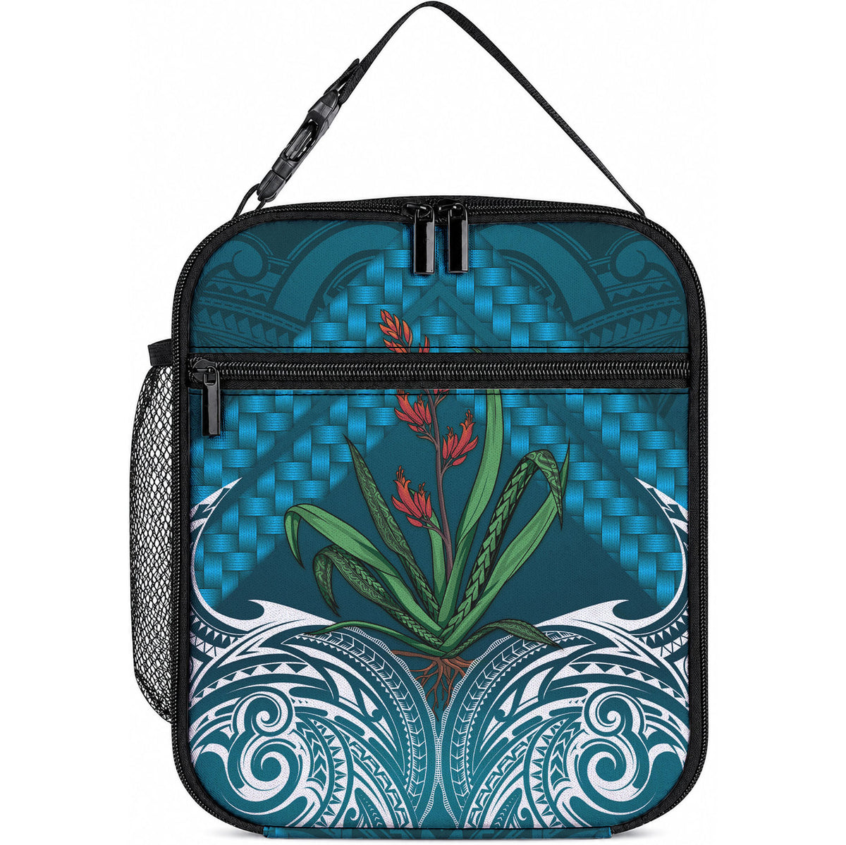 Rongoa Maori New Zealand Harakeke Lunch Bag NZ Weaving Pattern Dark Teal