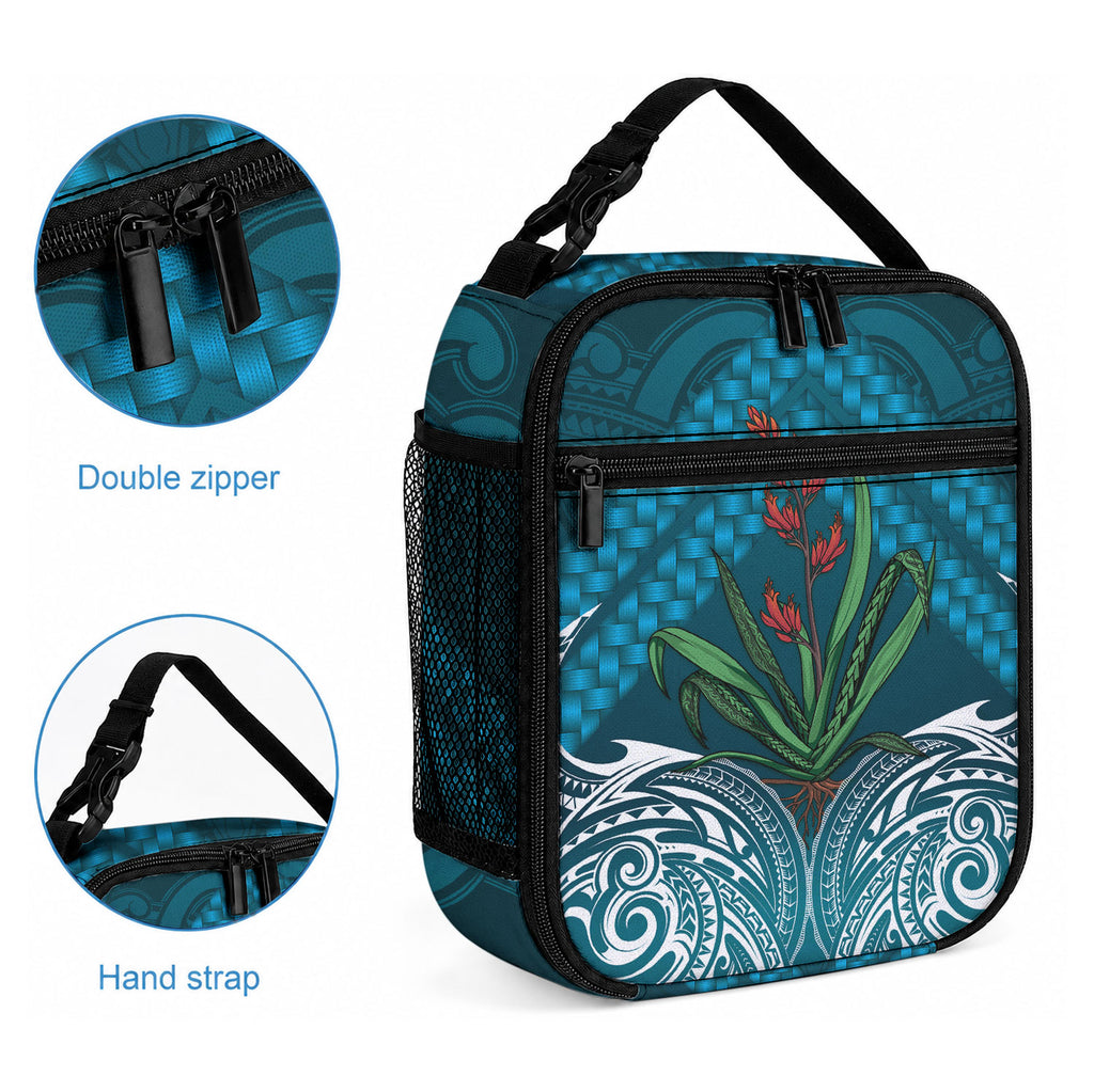 Rongoa Maori New Zealand Harakeke Lunch Bag NZ Weaving Pattern Dark Teal