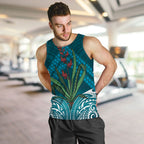 Rongoa Maori New Zealand Harakeke Men Tank Top NZ Weaving Pattern Dark Teal