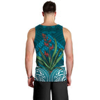 Rongoa Maori New Zealand Harakeke Men Tank Top NZ Weaving Pattern Dark Teal