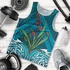 Rongoa Maori New Zealand Harakeke Men Tank Top NZ Weaving Pattern Dark Teal