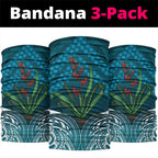 Rongoa Maori New Zealand Harakeke Neck Gaiter NZ Weaving Pattern Dark Teal