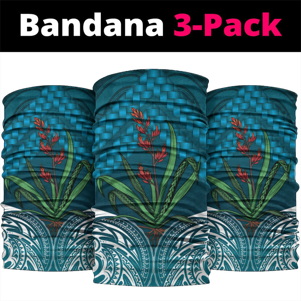 Rongoa Maori New Zealand Harakeke Neck Gaiter NZ Weaving Pattern Dark Teal
