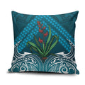 Rongoa Maori New Zealand Harakeke Pillow Cover NZ Weaving Pattern Dark Teal