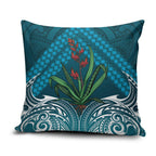 Rongoa Maori New Zealand Harakeke Pillow Cover NZ Weaving Pattern Dark Teal
