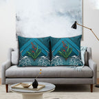 Rongoa Maori New Zealand Harakeke Pillow Cover NZ Weaving Pattern Dark Teal