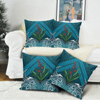 Rongoa Maori New Zealand Harakeke Pillow Cover NZ Weaving Pattern Dark Teal