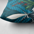 Rongoa Maori New Zealand Harakeke Pillow Cover NZ Weaving Pattern Dark Teal