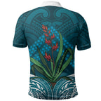 Rongoa Maori New Zealand Harakeke Polo Shirt NZ Weaving Pattern Dark Teal
