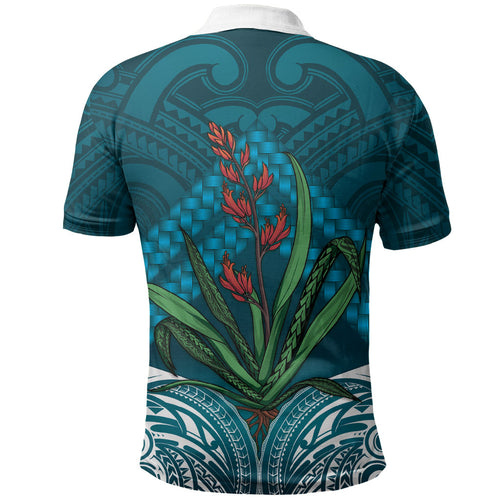 Rongoa Maori New Zealand Harakeke Polo Shirt NZ Weaving Pattern Dark Teal