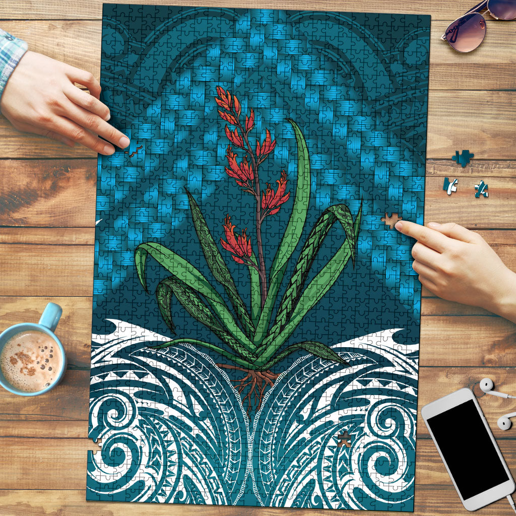 Rongoa Maori New Zealand Harakeke Puzzle NZ Weaving Pattern Dark Teal