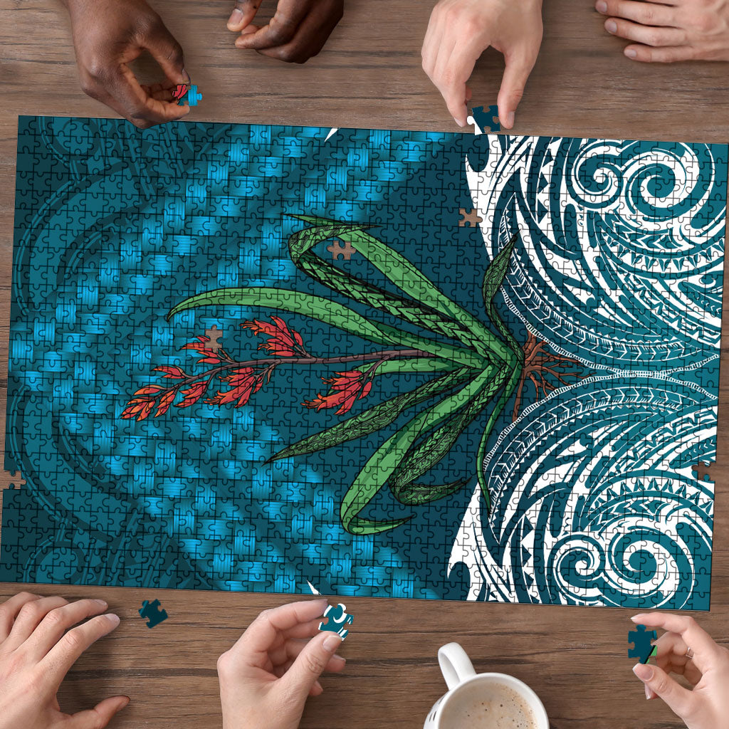Rongoa Maori New Zealand Harakeke Puzzle NZ Weaving Pattern Dark Teal