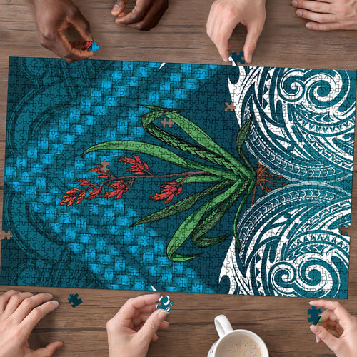 Rongoa Maori New Zealand Harakeke Puzzle NZ Weaving Pattern Dark Teal