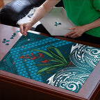 Rongoa Maori New Zealand Harakeke Puzzle NZ Weaving Pattern Dark Teal