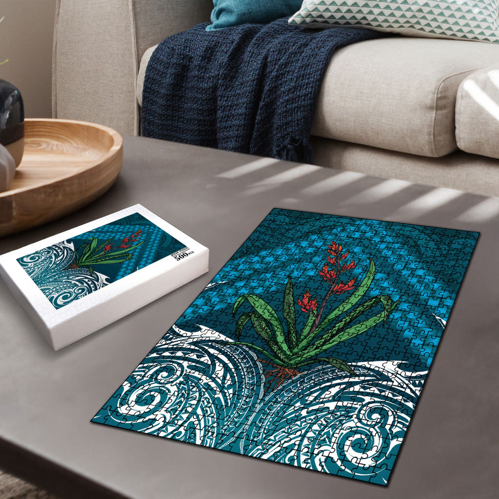 Rongoa Maori New Zealand Harakeke Puzzle NZ Weaving Pattern Dark Teal