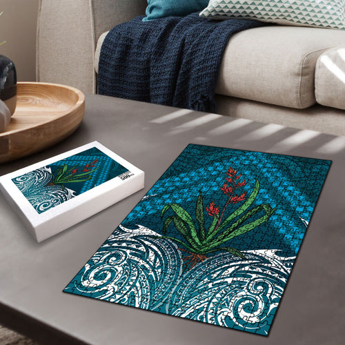 Rongoa Maori New Zealand Harakeke Puzzle NZ Weaving Pattern Dark Teal