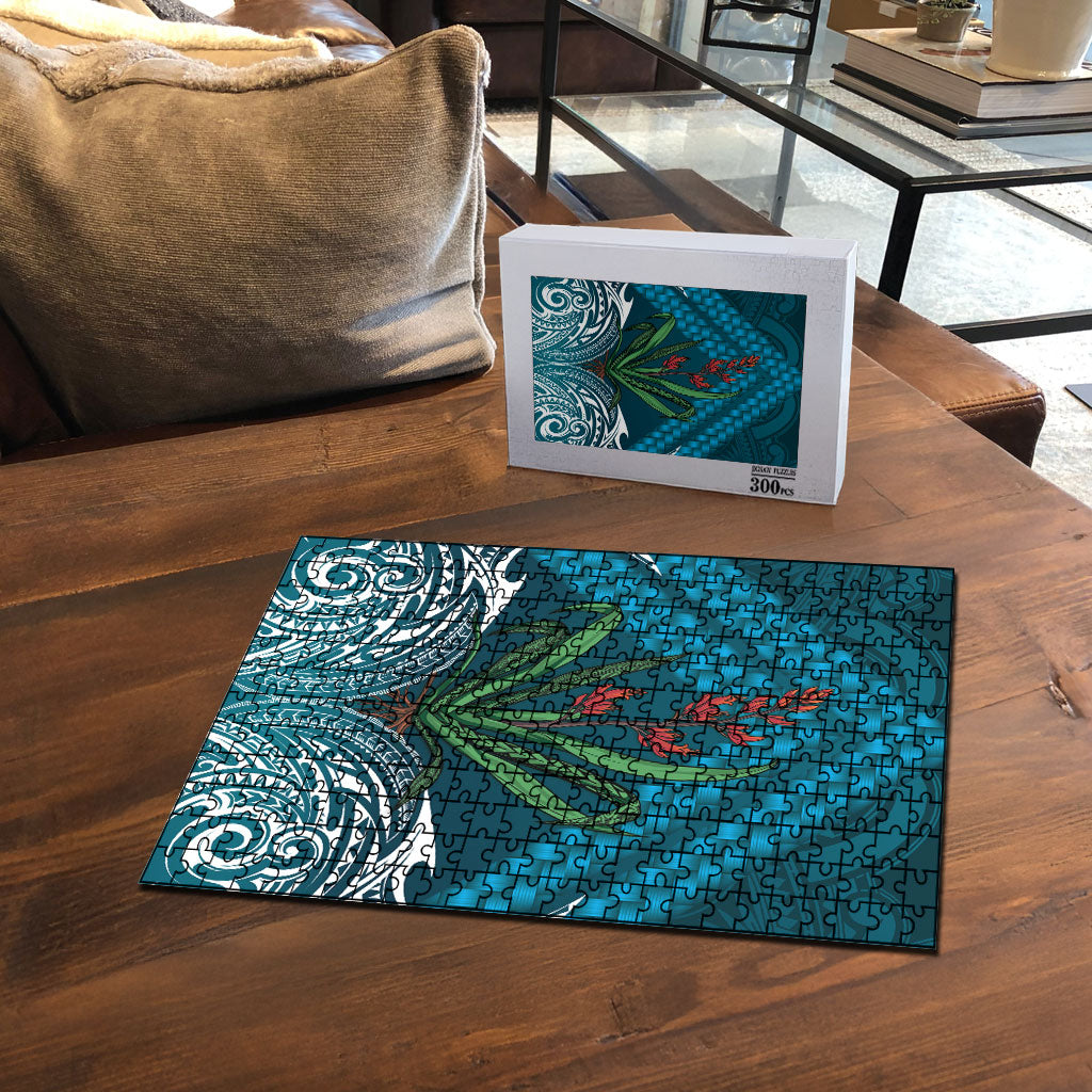 Rongoa Maori New Zealand Harakeke Puzzle NZ Weaving Pattern Dark Teal