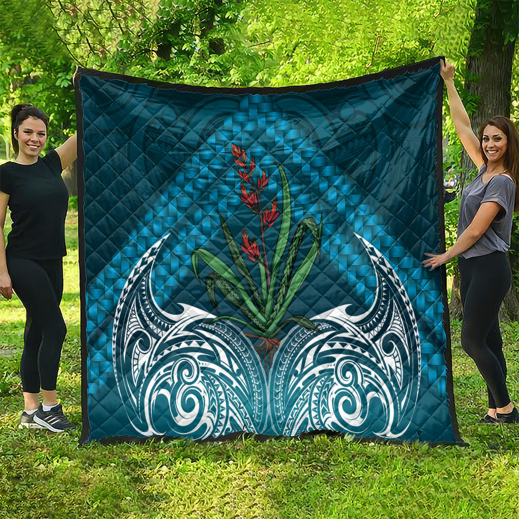 Rongoa Maori New Zealand Harakeke Quilt NZ Weaving Pattern Dark Teal