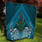 Rongoa Maori New Zealand Harakeke Quilt NZ Weaving Pattern Dark Teal