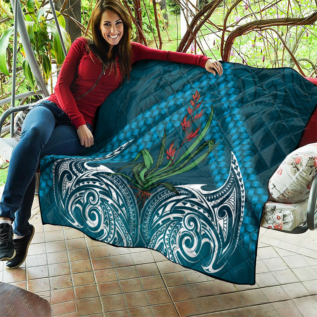 Rongoa Maori New Zealand Harakeke Quilt NZ Weaving Pattern Dark Teal