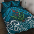 Rongoa Maori New Zealand Harakeke Quilt Bed Set NZ Weaving Pattern Dark Teal
