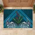 Rongoa Maori New Zealand Harakeke Rubber Doormat NZ Weaving Pattern Dark Teal