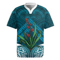 Rongoa Maori New Zealand Harakeke Rugby Jersey NZ Weaving Pattern Dark Teal