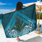 Rongoa Maori New Zealand Harakeke Sarong NZ Weaving Pattern Dark Teal
