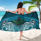 Rongoa Maori New Zealand Harakeke Sarong NZ Weaving Pattern Dark Teal