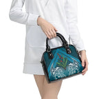 Rongoa Maori New Zealand Harakeke Shoulder Handbag NZ Weaving Pattern Dark Teal