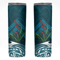 Rongoa Maori New Zealand Harakeke Skinny Tumbler NZ Weaving Pattern Dark Teal