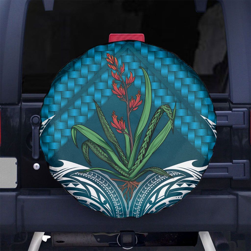 Rongoa Maori New Zealand Harakeke Spare Tire Cover NZ Weaving Pattern Dark Teal