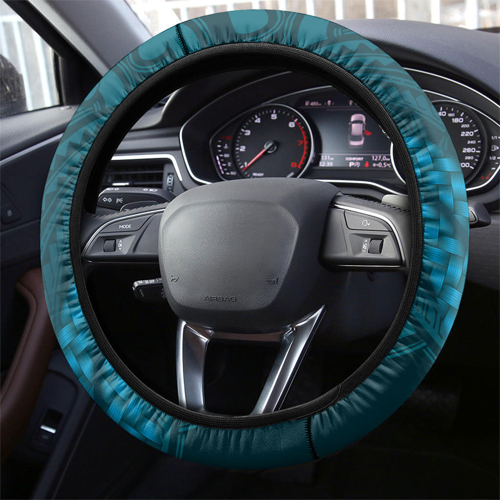 Rongoa Maori New Zealand Harakeke Steering Wheel Cover NZ Weaving Pattern Dark Teal
