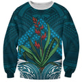 Rongoa Maori New Zealand Harakeke Sweatshirt NZ Weaving Pattern Dark Teal