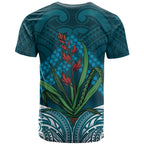 Rongoa Maori New Zealand Harakeke T Shirt NZ Weaving Pattern Dark Teal