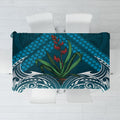 Rongoa Maori New Zealand Harakeke Tablecloth NZ Weaving Pattern Dark Teal