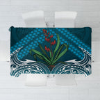 Rongoa Maori New Zealand Harakeke Tablecloth NZ Weaving Pattern Dark Teal