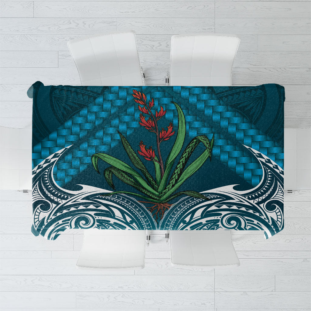 Rongoa Maori New Zealand Harakeke Tablecloth NZ Weaving Pattern Dark Teal