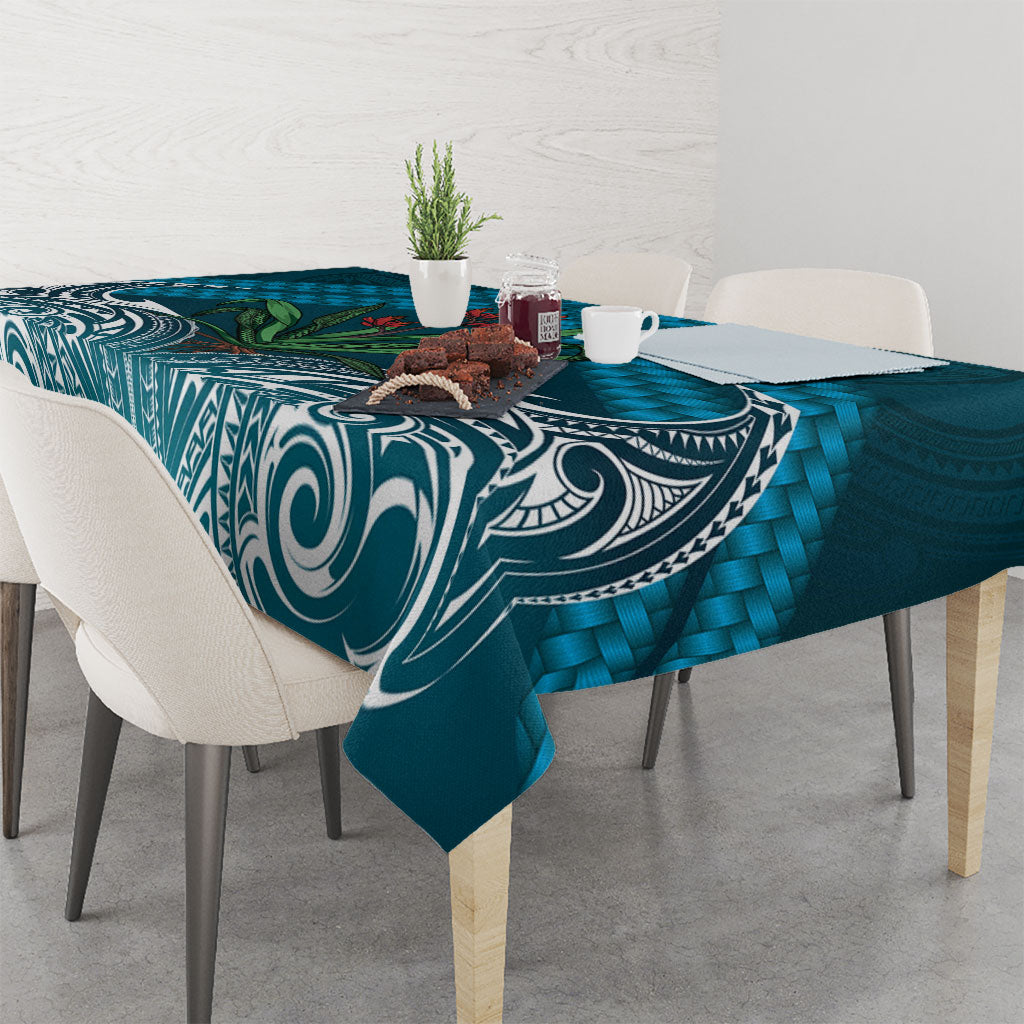 Rongoa Maori New Zealand Harakeke Tablecloth NZ Weaving Pattern Dark Teal