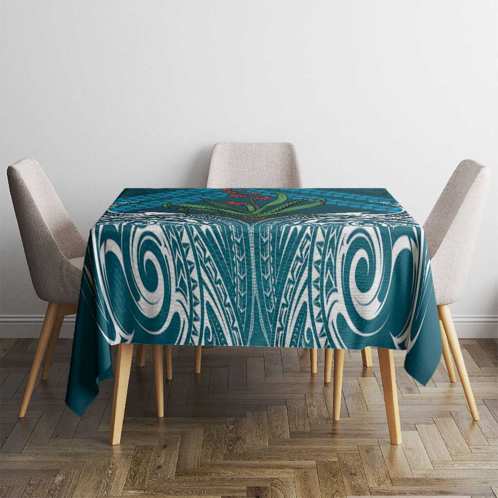 Rongoa Maori New Zealand Harakeke Tablecloth NZ Weaving Pattern Dark Teal