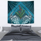 Rongoa Maori New Zealand Harakeke Tapestry NZ Weaving Pattern Dark Teal