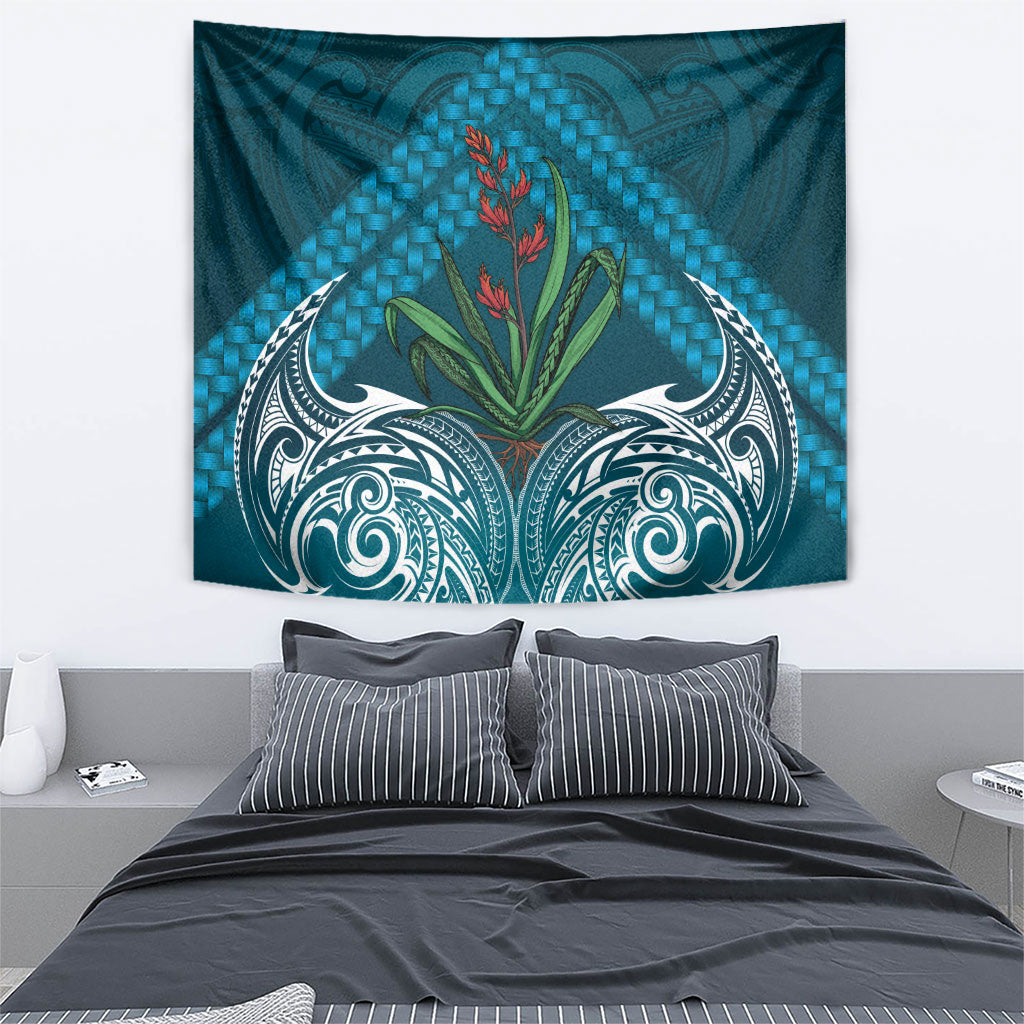 Rongoa Maori New Zealand Harakeke Tapestry NZ Weaving Pattern Dark Teal